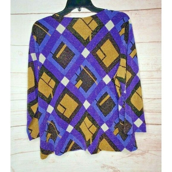 Kathie Lee Collection Plum Multicolored Crew Neck Dress XL 16/18 Pullover Shirt - Picture 5 of 9